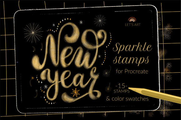 Download Sparkle New Year Stamps, Lettering Brush - Letter Collection