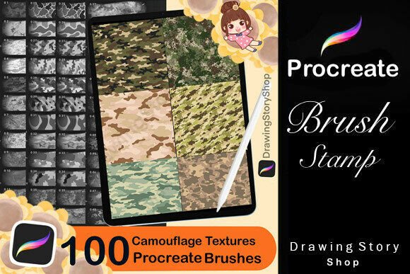 Download 100 Procreate Camouflage Textures Brush - Premium Resources