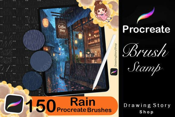 Download 150 Procreate Rain Textures Brushes - Premium Resources