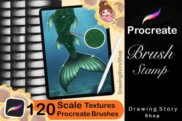 Download 120 Procreate Scale Textures Brushes - Premium Resources