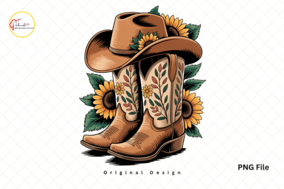 Download Rustic Sunflower Cowgirl Boots PNG - Sunflower Collection