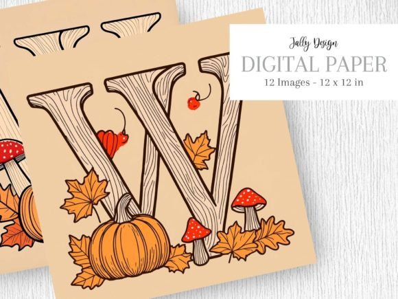 Download Capital Letter W with Autumn Decoration - Letter Collection