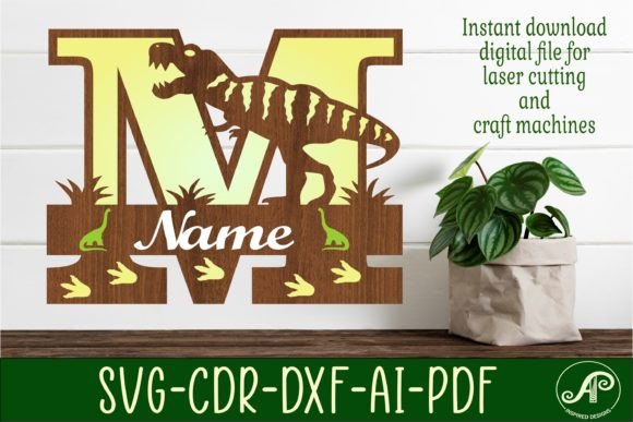 Download T Rex Monogram Capital Letter M SVG File - Letter Collection