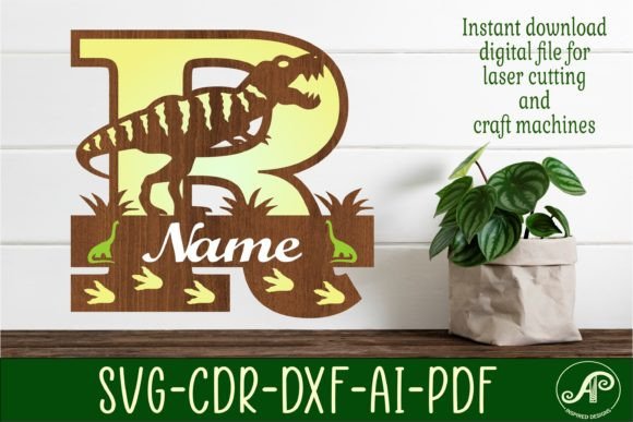 Download T Rex Monogram Capital Letter R SVG File - Letter Collection