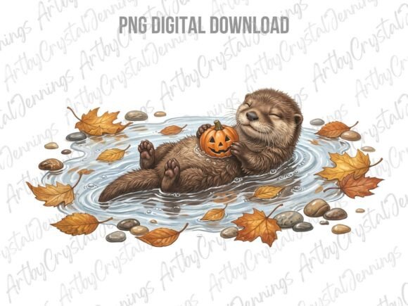 Download Fall Otter with Autumn Pumpkin PNG - Pumpkin Collection