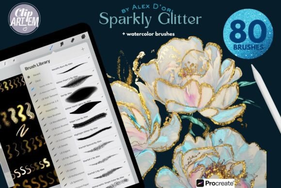 Download Glitter Watercolor Procreate Brushes 80 - Premium Bundle