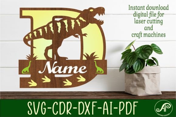 Download T Rex Monogram Capital Letter D SVG File - Letter Collection