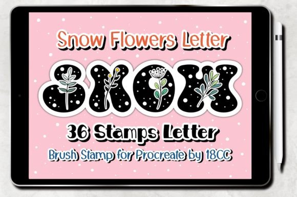 Download Snow Flowers Letter ‪Procreate Stamp - Letter Collection