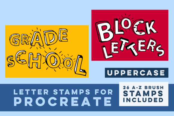 Download Grade School Block Letter Stamps - Letter Collection