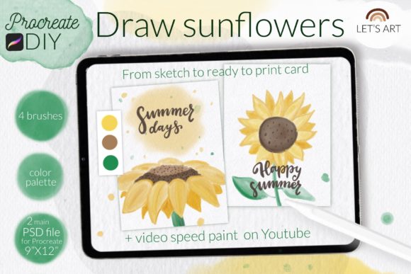 Download DIY Procreate Watercolor. Sunflowers - Sunflower Collection